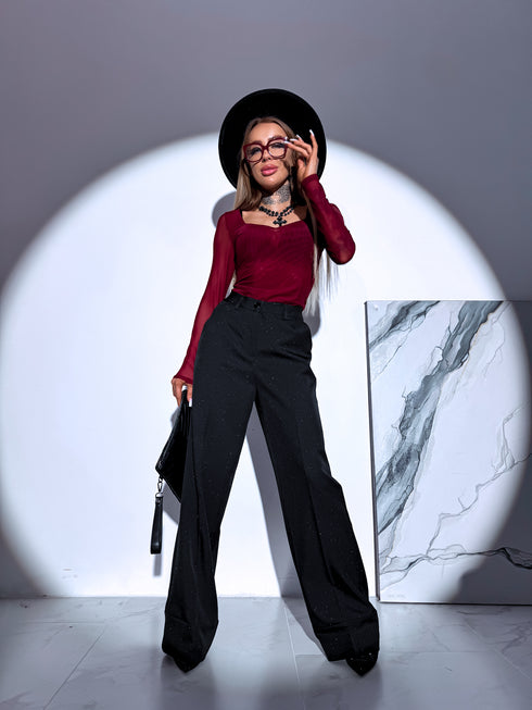 "LUX LASH VS8125-1" fabric pants - BLACK